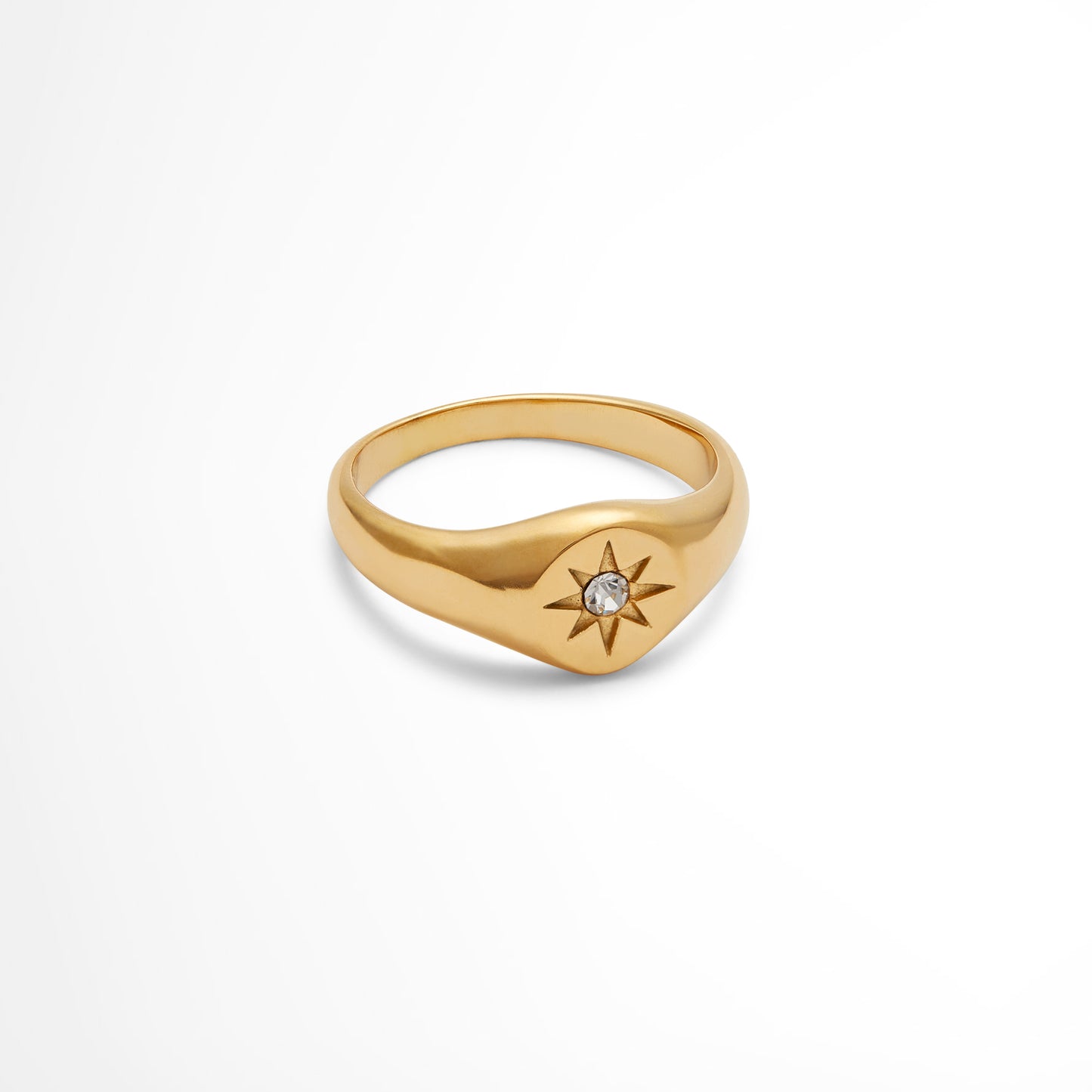 Starburst Zirconia Signet Ring