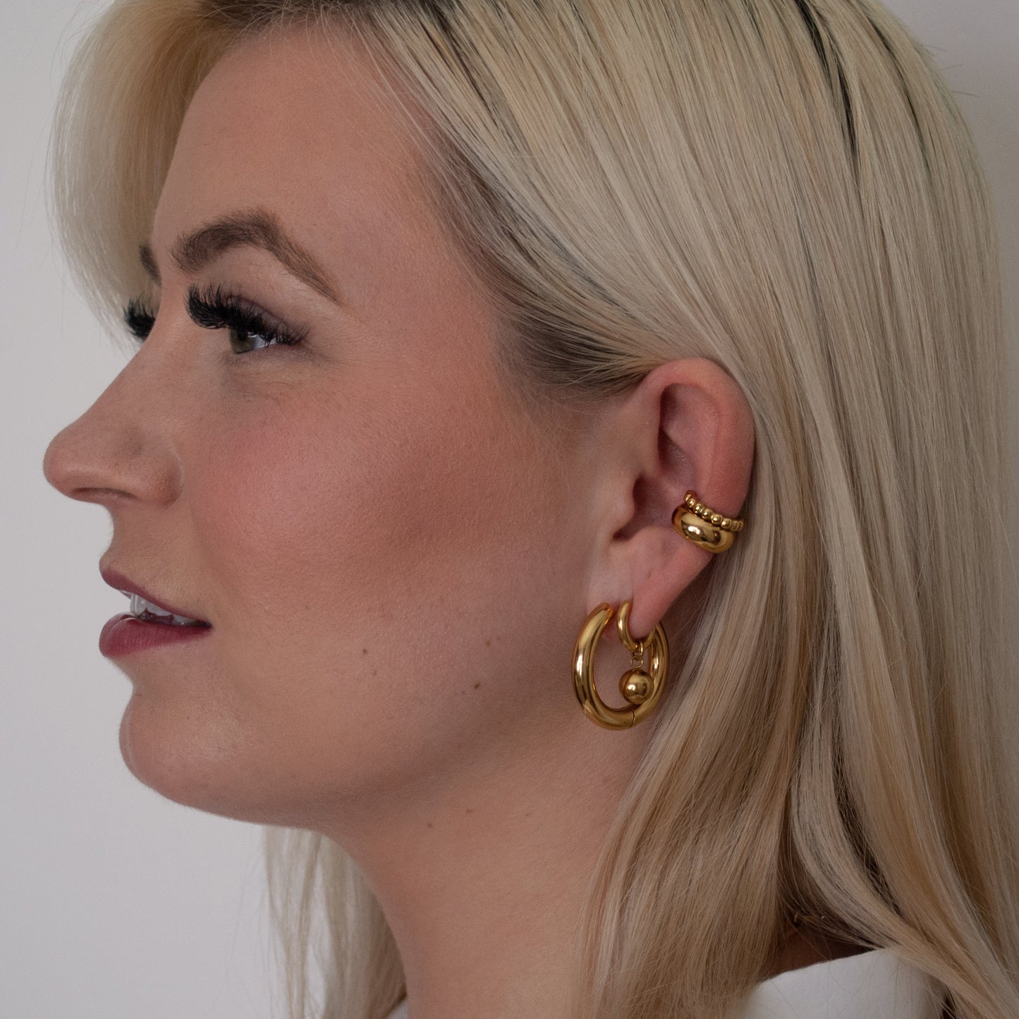 Beaded gold ear cuff, tarnish free