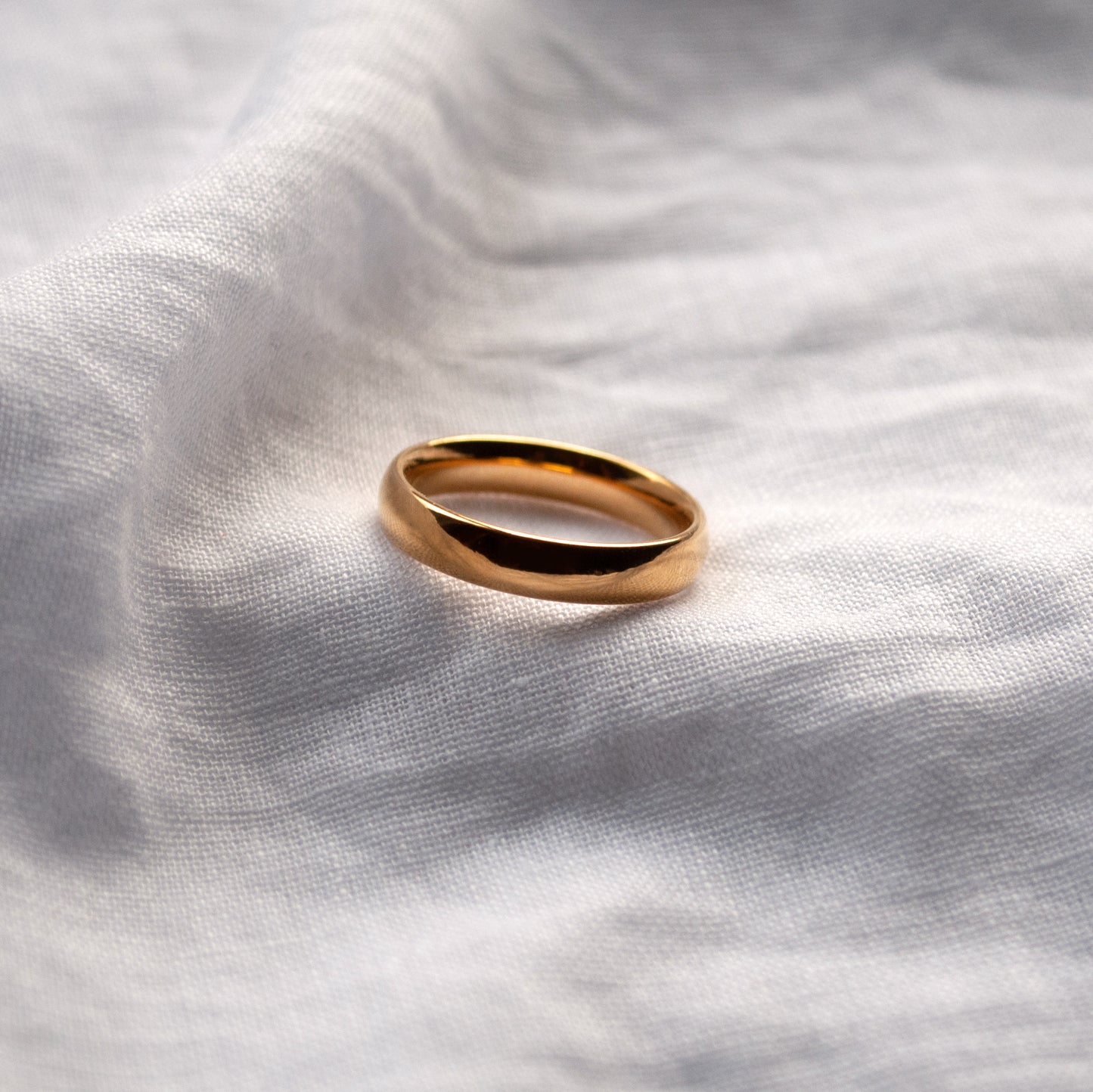 Domed, classic, tarnish-free gold, stackable ring