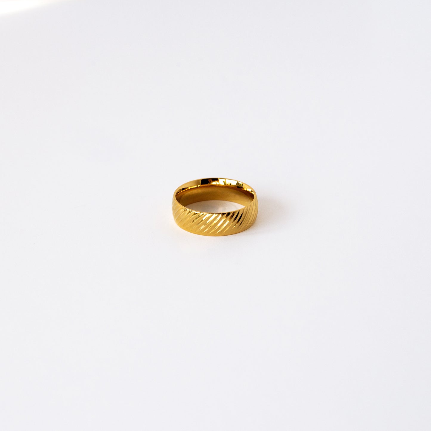Diagonal Striped Wide Band Ring