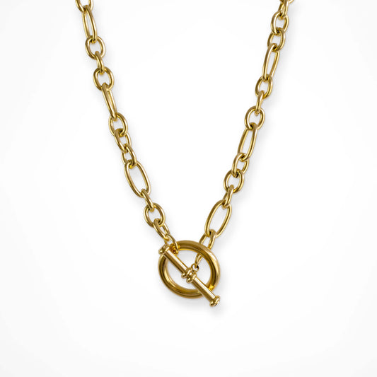 Chunky Oval Link T-Bar Necklace