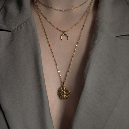 Crescent moon gold pendant necklace tarnish free