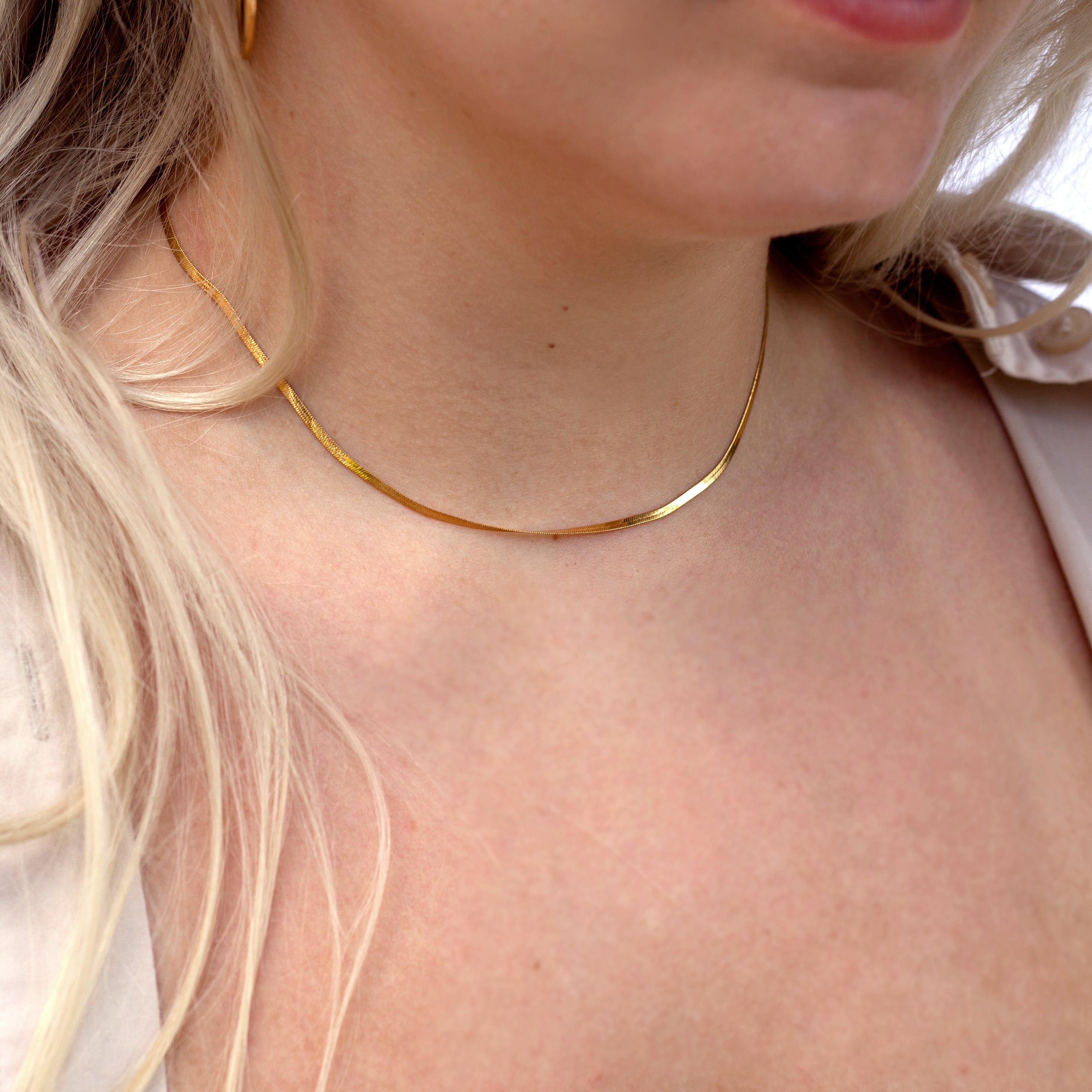 Flat Drawn Cable Chain Necklace | Solid 14k Gold