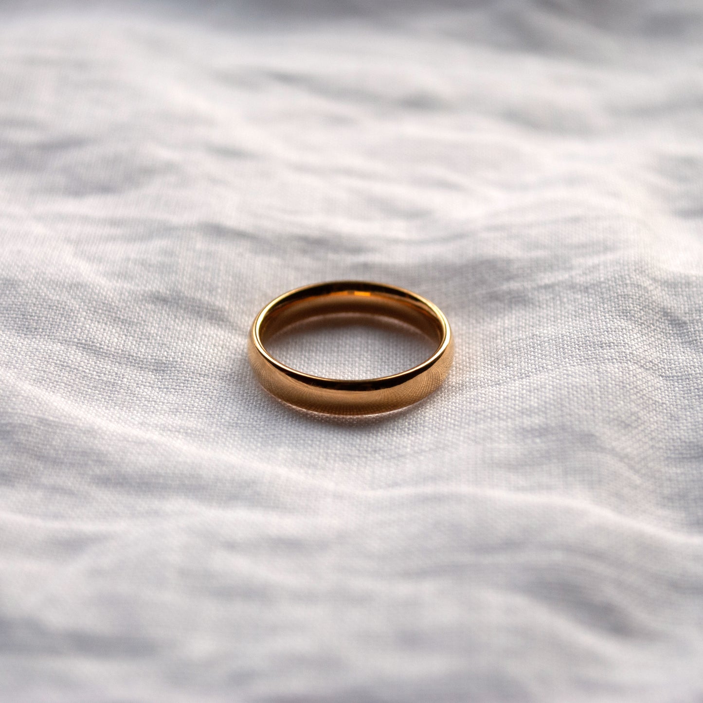 Domed, classic, tarnish-free gold stacking ring